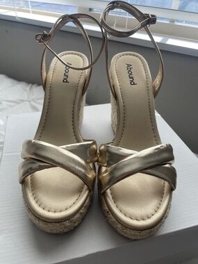 Abound Metallic Gold Espadrille Wedge Sandals